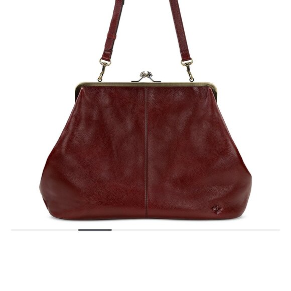 Patricia Nash Serafina Extra Large Leather Kisslock Bag in Oxblood - Picture 2 of 9